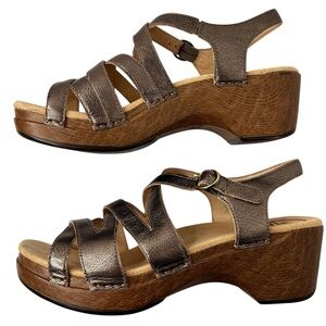 Dansko Stevie Sandal Metallic Adjustable Ankle Straps Comfort Clog Sz 40  9.5 10